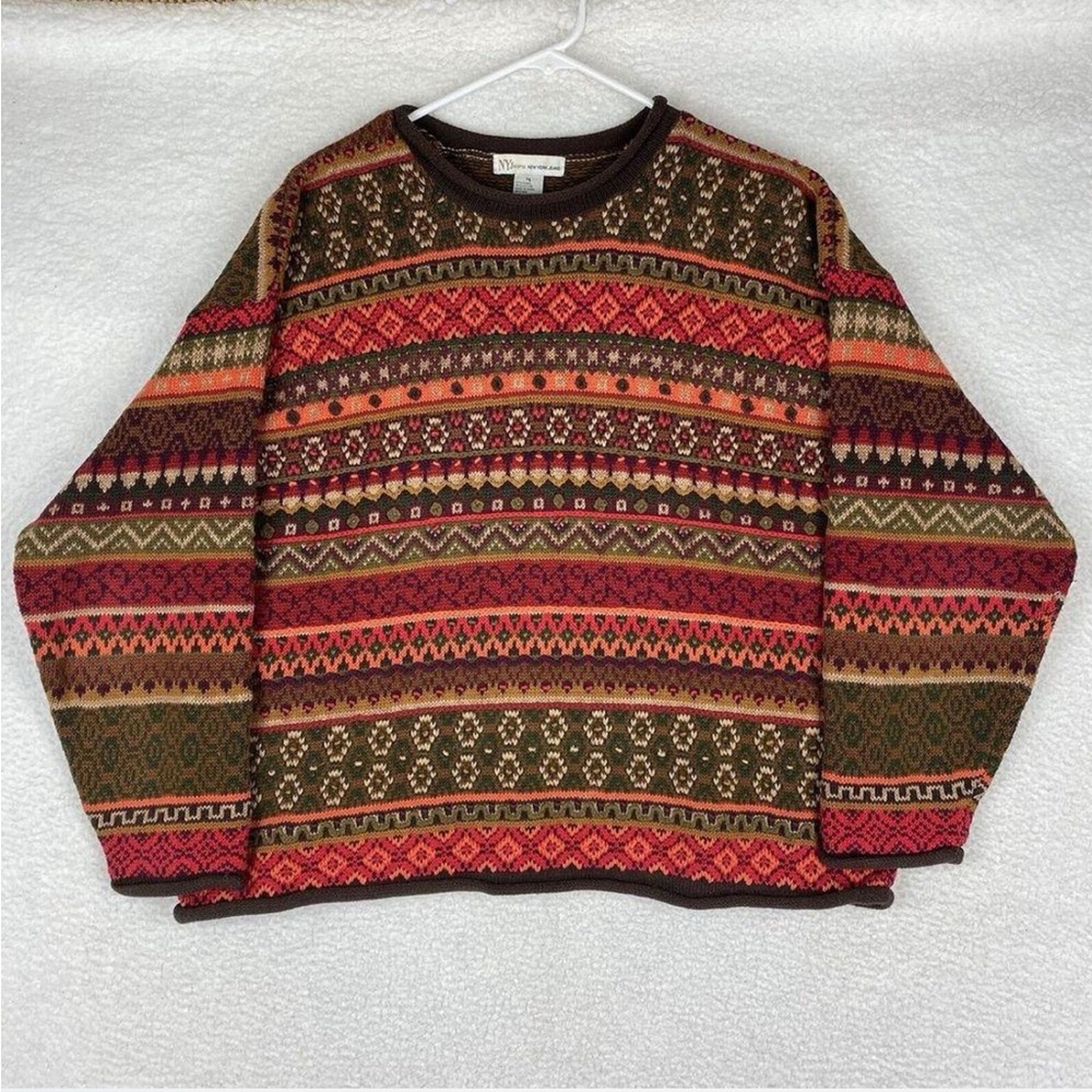 Women's Multicolor Patterned Crew Neck Sweater - image 1